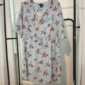 Blue Striped Floral Dress